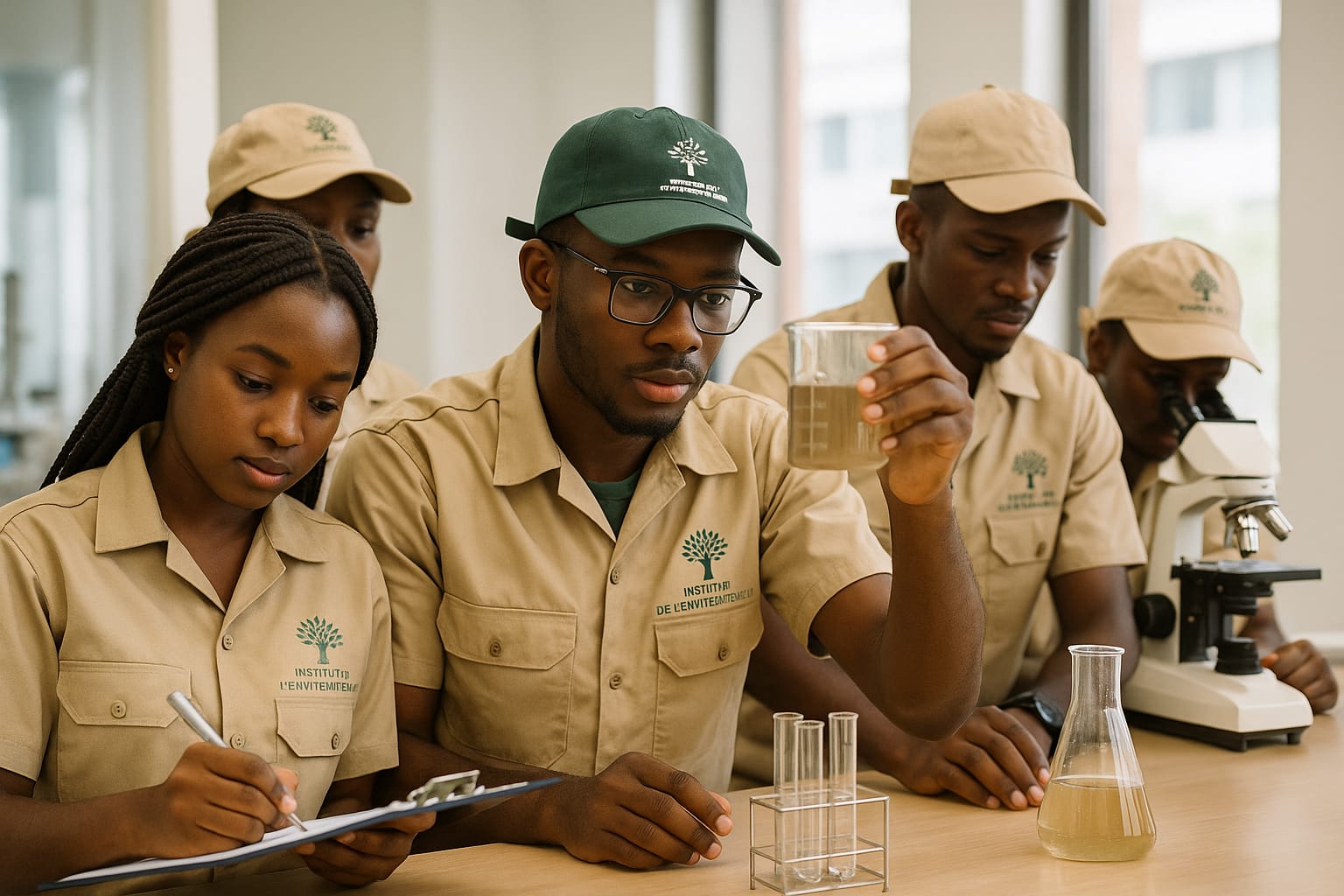 Étudiants en laboratoire effectuant des analyses scientifiques - Travaux pratiques